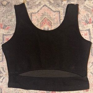 Black Sleeveless Crop Top with Cutout